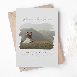 Bohemiskt modernt, minimalistiskt Spara datumfoto Datumet