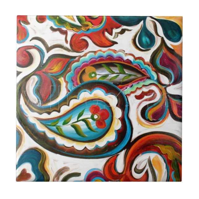 BOHEMISKT MÖNSTERKONSTVERK KAKELPLATTA (Framsidan)