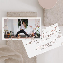 Bohemiskt naturpressat torkat Löv Yoga Photo Visitkort