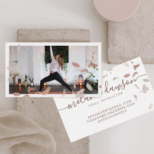 Bohemiskt naturpressat torkat Löv Yoga Photo Visitkort
