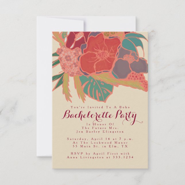 Bohemiskt temainbjudande Bachelorette Party Inbjudningar (Framsida)