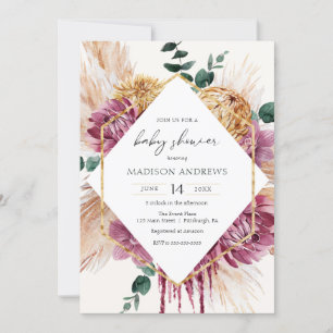 Bohemiskt torkat Bouquet-babyskor Inbjudningar