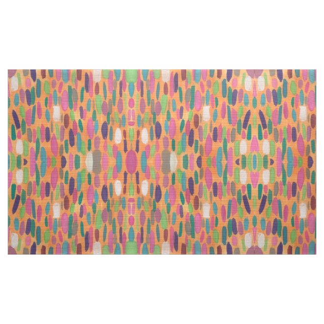 Bohemiskt trycktyg för färgrika orange penseldrag tyg (Yard)