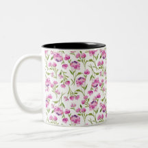 Bohemiskt vattenfärgade Blommigtar - Rosa på vitt