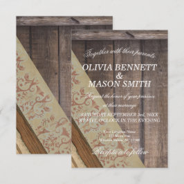 Bohemiskt Wood bröllopkort Inbjudningar