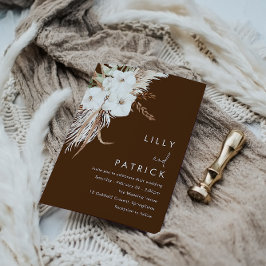 Bohemivit Blommigt Modern Bröllop Inbjudningar