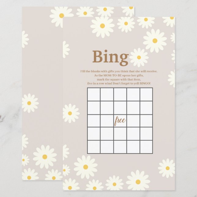 Bohemivit Daisy Vattenfärg Bingo-spel (Fram/baksida)