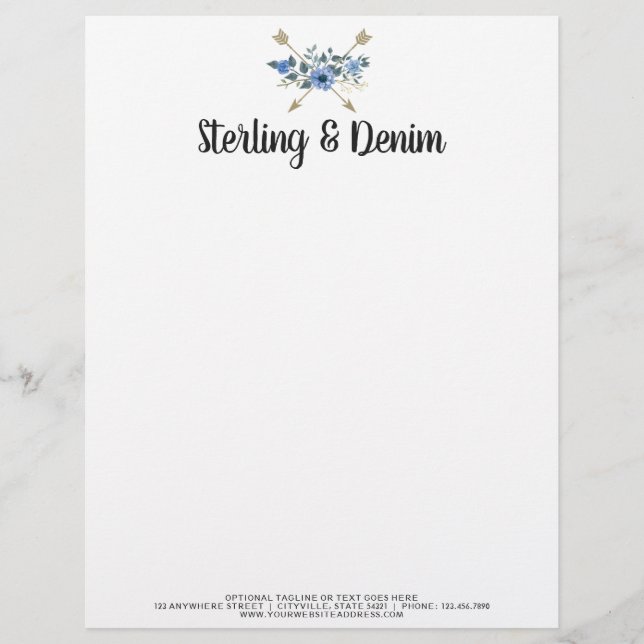 Bohemsk akvarell Blommor Pilar Butik Brevhuvud (Framsida)