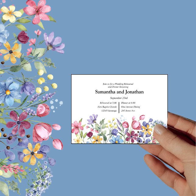 Bohemsk akvarell trädgård blommor FotoRepetition Inbjudningar (Skapare uppladdad)