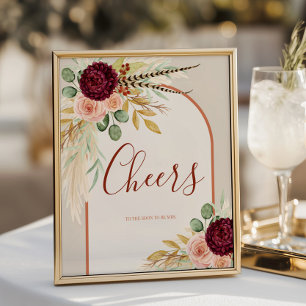 Bohemsk höstlig blomsterbröllopsbar Skål skrivbord Poster