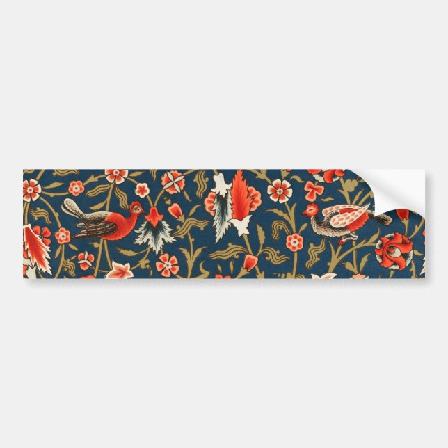 Bohemsk Indo-Persiskt Blommönster Vintage Röd Bildekal (Framsidan)