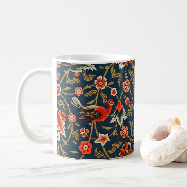 Bohemsk Indo-Persiskt Blommönster Vintage Röd Kaffemugg (Med munk)