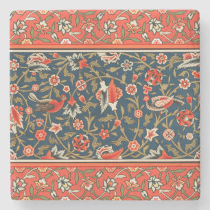 Bohemsk Indo-Persiskt Blommönster Vintage Röd Stenunderlägg