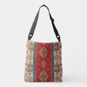 Bohemsk Turkisk Matta Beige Röd Kilim Axelväska