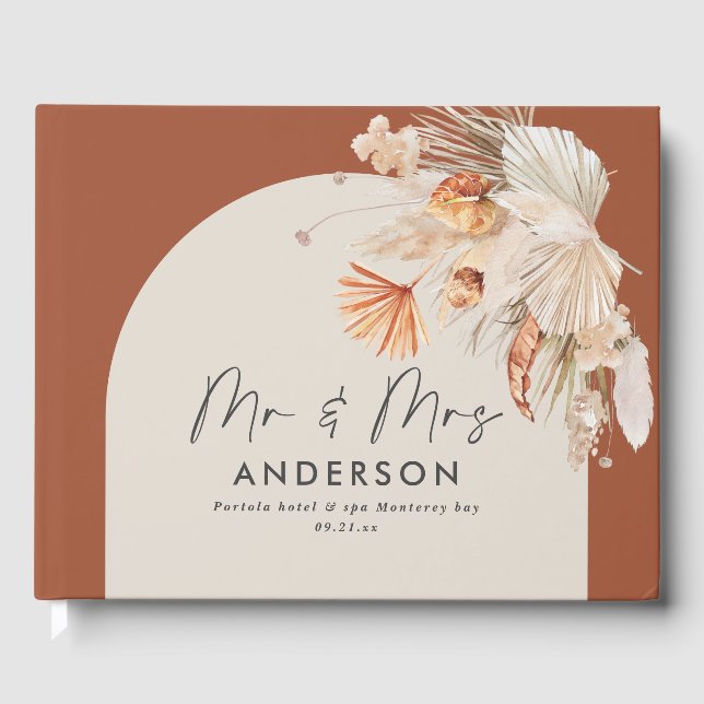 Bohenian boho rust teracotta bröllop M. och Mrs. Gästböcker (Framsida)
