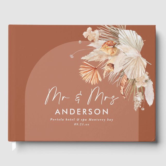 Bohenian boho rust teracotta bröllop M. och Mrs. Gästböcker (Framsida)