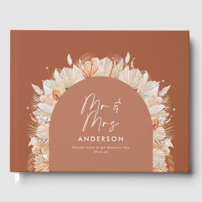 Bohenian boho rust teracotta bröllop mr och Mrs. Gästböcker (Framsida)