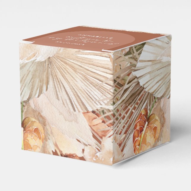 Bohenian boho rust teracotta bröllopsbox presentaskar (Framsidan Sidan)