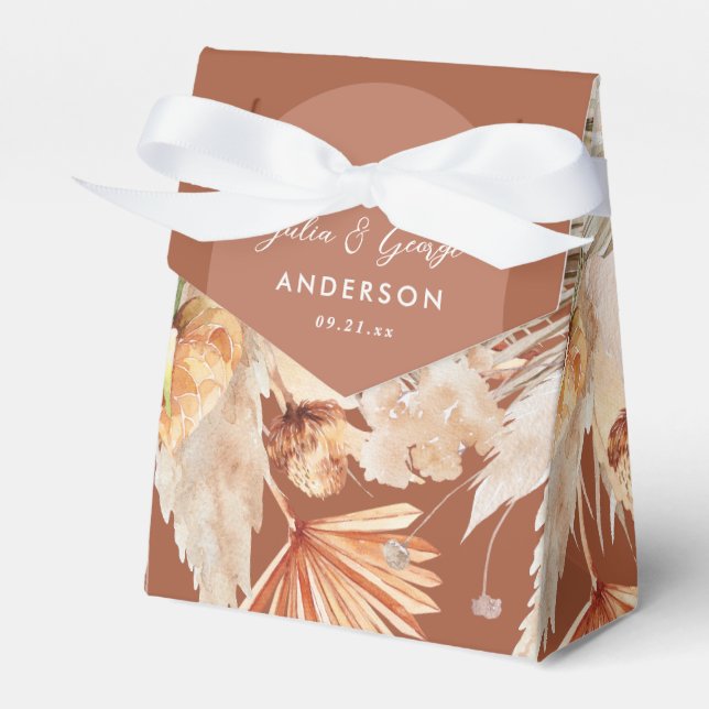 Bohenian boho rust teracotta bröllopsbox presentaskar (Framsidan Sidan)