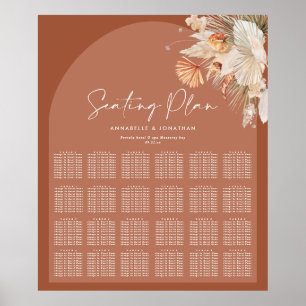 Bohenian boho rust terracotta bröllop-sätesplan poster