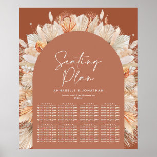 Bohenian boho rust terracotta bröllop-sätesplan poster