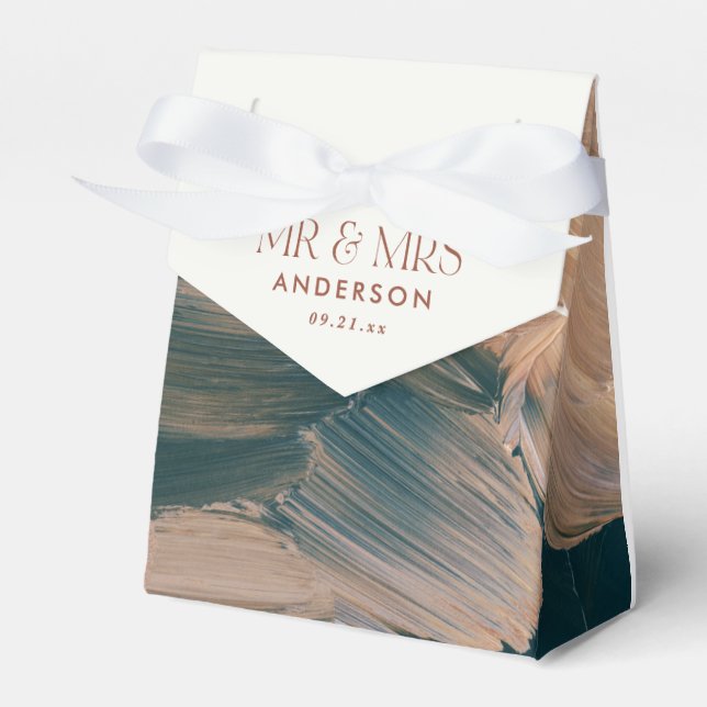 Bohenian boho teal rust teracotta bröllopsförmån presentaskar (Framsidan Sidan)