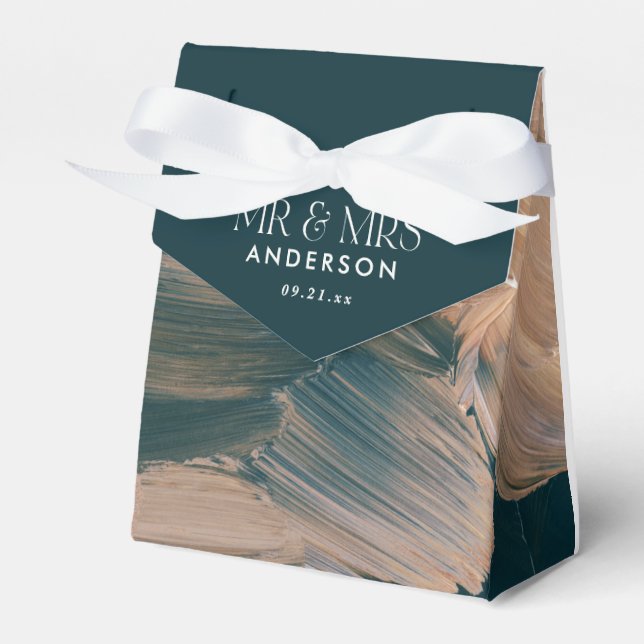 Bohenian boho teal rust teracotta bröllopsförmån presentaskar (Framsidan Sidan)