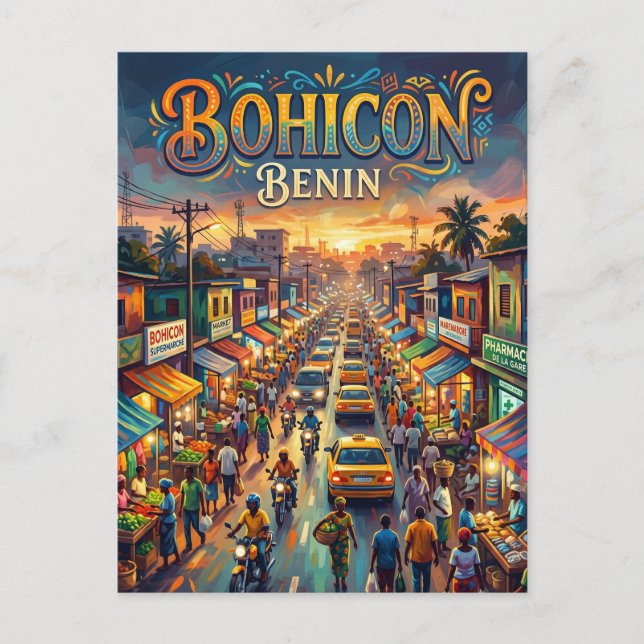 Bohicon gatuutsikt Benin Vykort (Framsida)