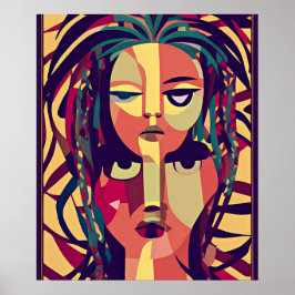 Böhmen Medusa, abstraktens moderna porträtt Poster