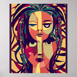Böhmen Medusa, abstraktens moderna porträtt Poster