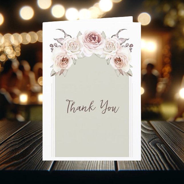 Böhmen Ro Bröllop Tack Kort (Bohemian Roses Wedding Thank You Card)