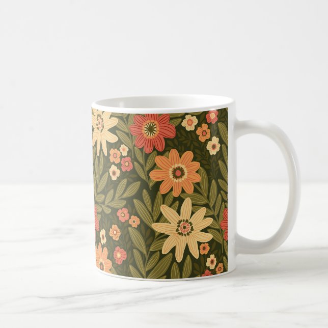 Böhmiska blommor i jordtoner kaffemugg (Höger)