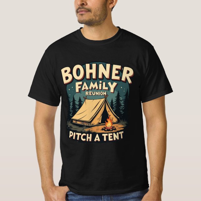Bohner Family Reunion - Pitch a Tält Retro Camping T Shirt (Framsida)