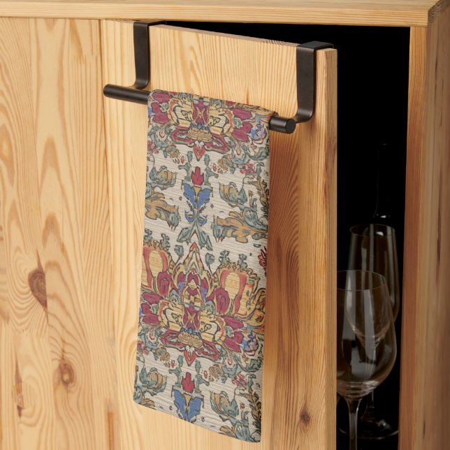Boho 1600-tals indisk reproduktion mönster kökshandduk (Thirds Fold)