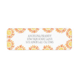 Boho 1:a födelsedagen Party Sunshine Watercolor Returadress Etikett