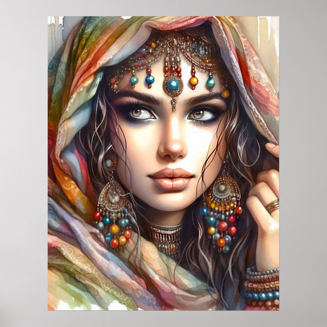 *~* Boho 4 A100 Psychic Gypsy Woman Poster (Framsidan)