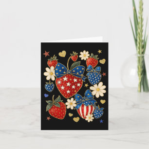 Boho 4:e juli Preppy Strawberry, USA Patriotic Kort