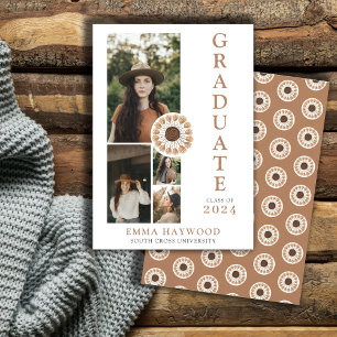 Boho 4 Photo Collage Studenten-inbjudan Inbjudningar