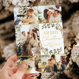 Boho 5 Photo Collage Family God jul-kort Julkort