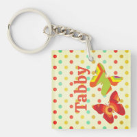 Boho 70's stripe Polka dot butterfly orange Yello