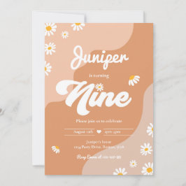 Boho 9:e födelsedag Blommigt Groovy 70:s Party Inbjudningar