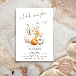 Boho A Little Pumpkin Grasses Baby Shower Inbjudningar
