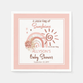 Boho A Little Ray of Sunshine Girl Baby Shower Pappersservett