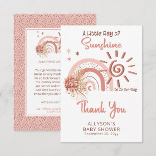 Boho A Little Ray of Sunshine Girl Baby Shower Tack Kort