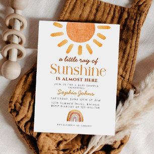 Boho A Little Ray of Sunshine Rainbow Shower Inbjudningar