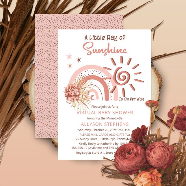 Boho A Little Ray of Sunshine Virtuell Shower Inbjudningar (Skapare uppladdad)