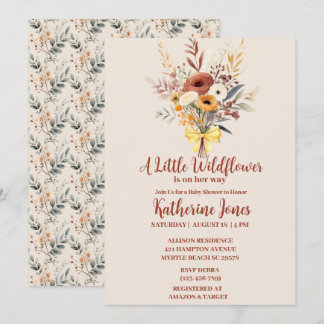 Boho A Little WildblomGirl Baby Shower Inbjudningar