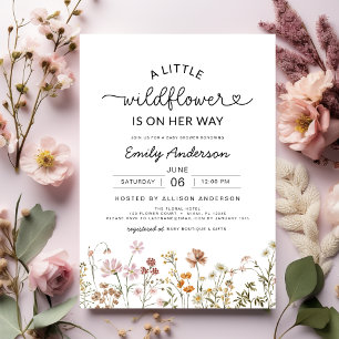 Boho A Little Wildblomma Blommigt Baby Shower Inbjudningar