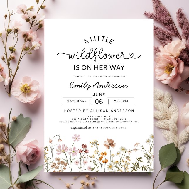 Boho A Little Wildblomma Blommigt Baby Shower Inbjudningar (Skapare uppladdad)