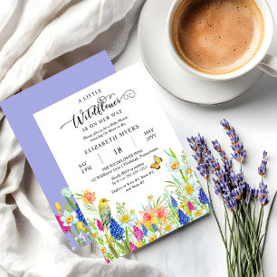 Boho A Little WildblommGirl Blommigt Baby Shower Inbjudningar